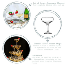 Load image into Gallery viewer, Vintage Babycham Style Glass - 1920s Classic - Champagne Saucer/Coupe-(Set of 2)