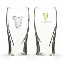 Load image into Gallery viewer, Guinness Embossed Harp Pint Glass 20oz (Set of 2)
