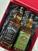 Load image into Gallery viewer, Jack Daniels Doubles Gift Box - Old No.7 &amp; Apple Tennessee Whiskey Miniature Bottles - 5cl - Red Gift Box with Grosgrain Ribbon
