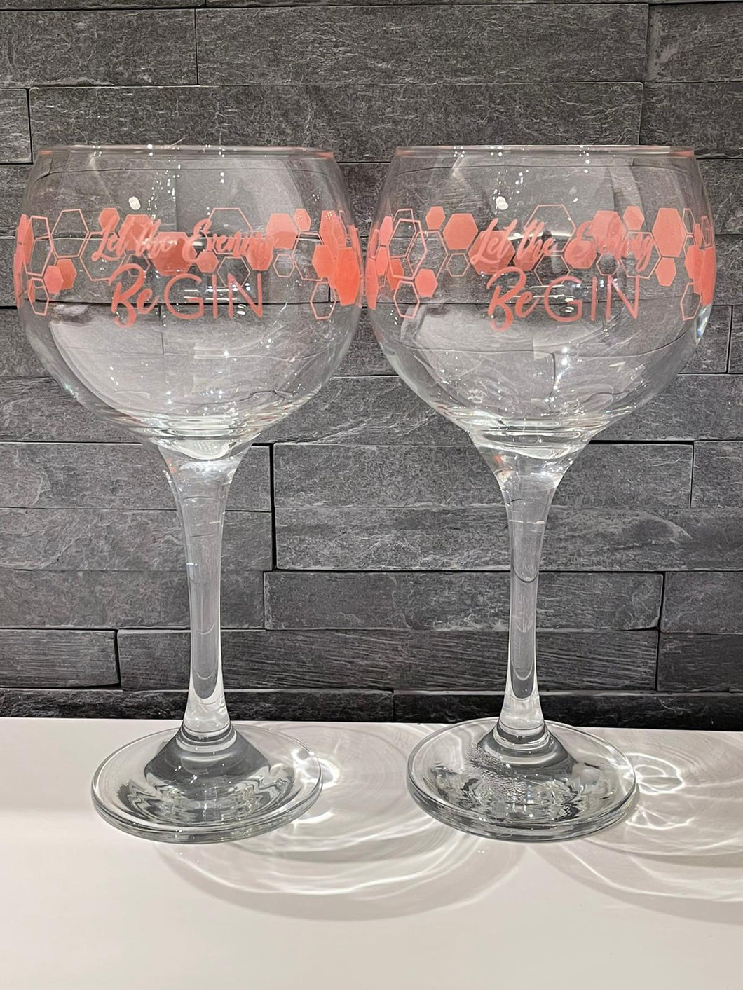 G&T Gin Coppa Balloon Glasses - Let The Evening BeGIN (Set of 2)