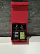 Load image into Gallery viewer, Jack Daniels Doubles Gift Box - Old No.7 &amp; Apple Tennessee Whiskey Miniature Bottles - 5cl - Red Gift Box with Grosgrain Ribbon
